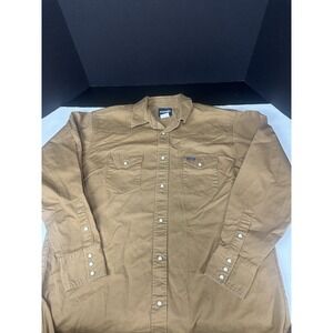 Vintage Wrangler Brushpopper Pearl Snap‎ Shirt Mens 2XL Brown